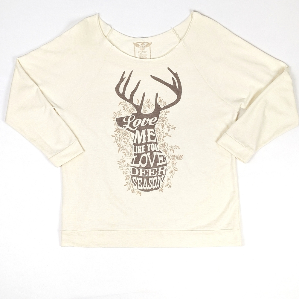 ATX Mafia Half Sleeve Graphic Deer Sweatshirt L